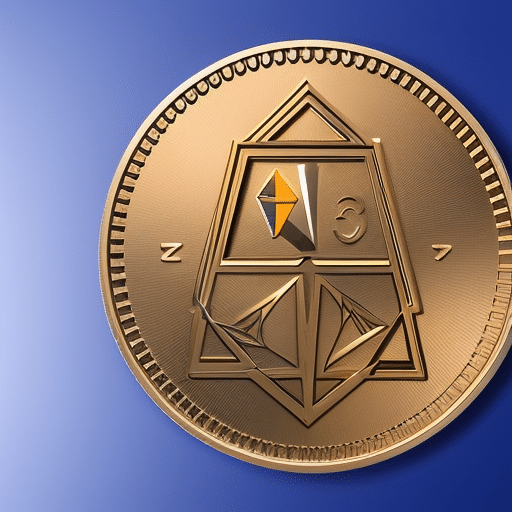 E-sided coin with a blue Ledger Live logo on one side and an orange Ethereum logo on the other