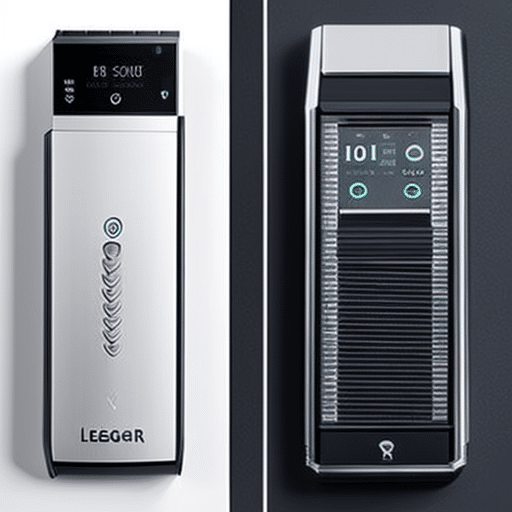 By-side comparison of a Ledger Nano S and Trezor, highlighting the unique features and capabilities of each
