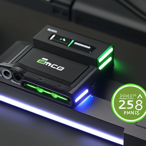 -up of a hands-holding a black Ledger Nano S with a glowing green LED light behind it, emphasizing the active protection it provides