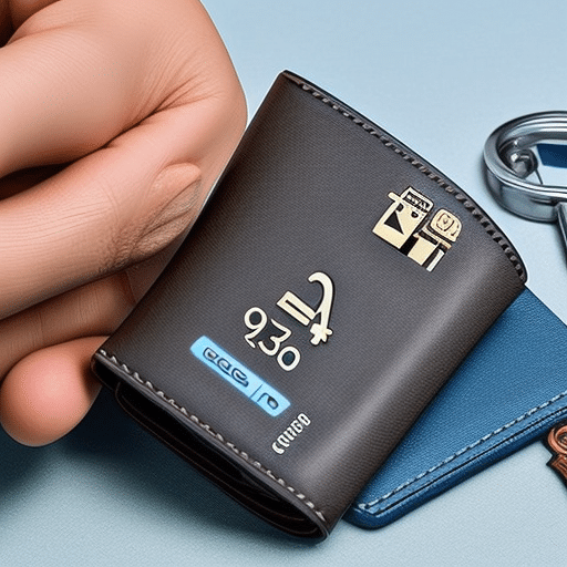 E of a hand holding a Ledger Nano S wallet with a lock and a key over the wallet, surrounded by a spiral of encryption symbols