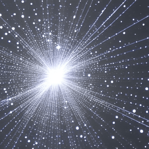 F interconnected dots, with a single glowing node at the center, radiating light in all directions