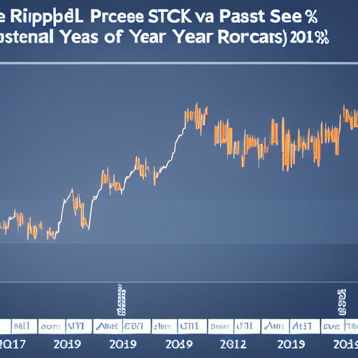 showing the rise and fall of Ripple Labs' stock prices over the past year, with an emphasis on recent activity