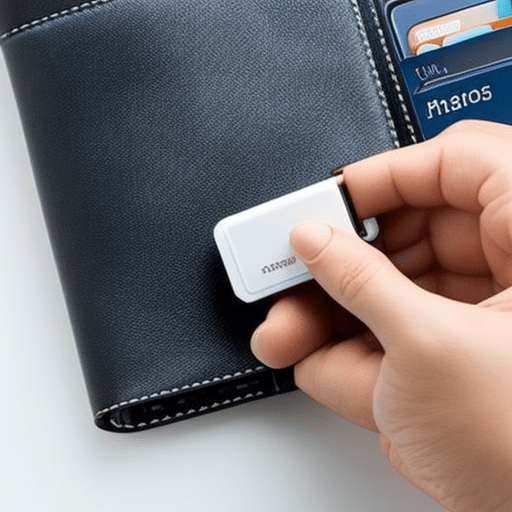 -up of a person's hands, holding a Ledger Nano S Wallet with a keychain and USB wire connected, set against a plain white background