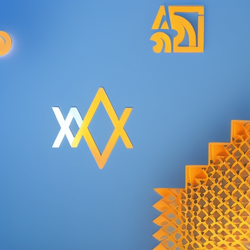 T shapes in shades of blue, orange, and yellow, depicting the transition from physical banking to digital banking within the XRP ecosystem